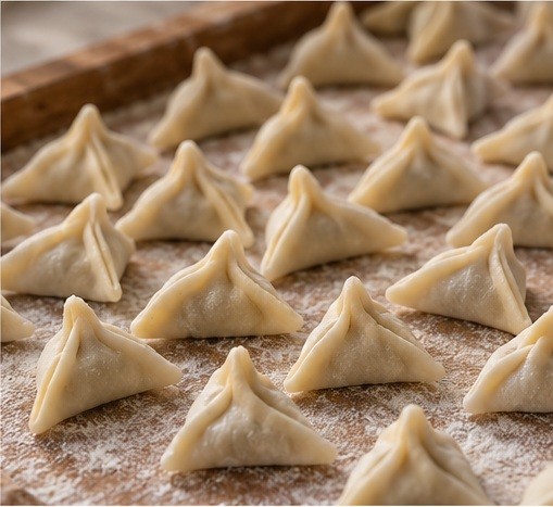 Seal small triangular manti completely.