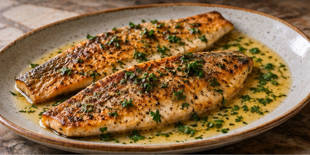 Serving suggestion for Pan-fried trout with lemon
