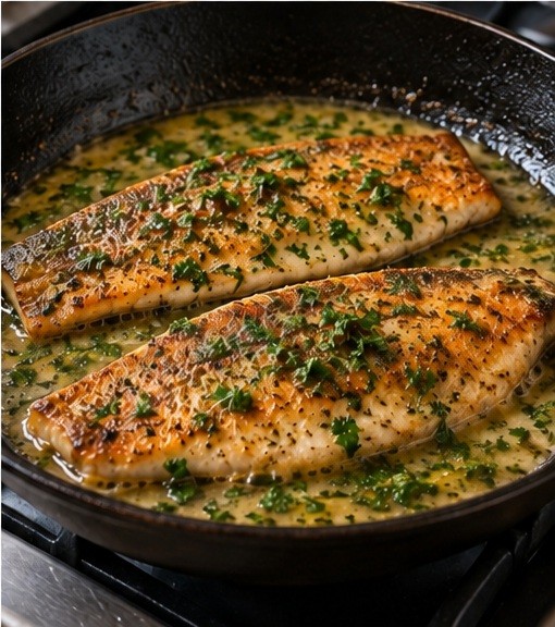 Serve golden trout fillets with lemon-parsley butter.