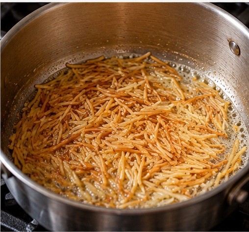 Toast noodles in butter until golden.