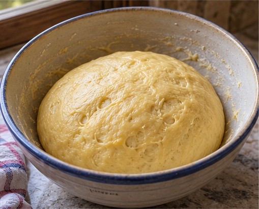 Knead butter into a sweet enriched dough.