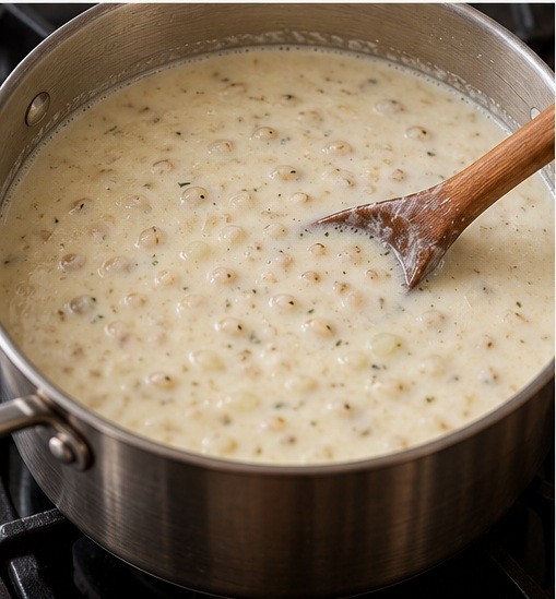 Stir gently; avoid a rolling boil.