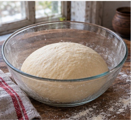 Pétrir la pâte molle levée et la laisser lever.