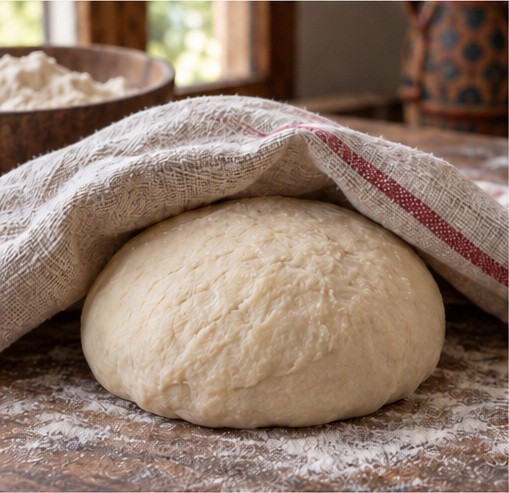 Mix the firm dough and rest it covered.