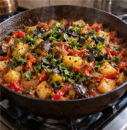 Combine tender vegetables and finish with fresh herbs.
