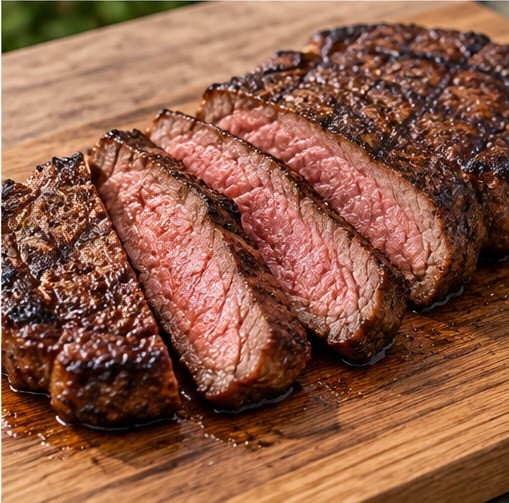 Slice rested steak against grain