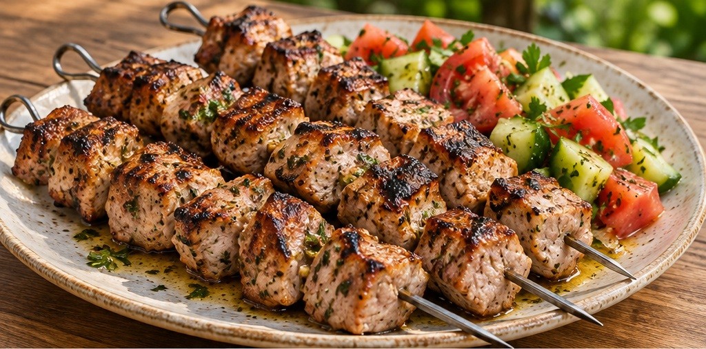 Serving suggestion for Grilled Pork Souvlaki