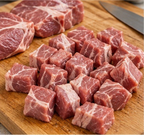 Trim pork shoulder steaks