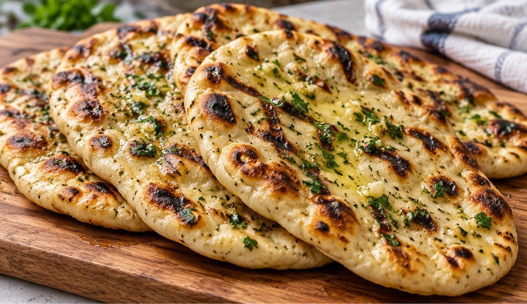Serving suggestion for Grilled Garlic Flatbreads