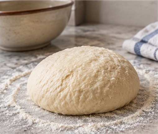 Knead soft dough on worktop