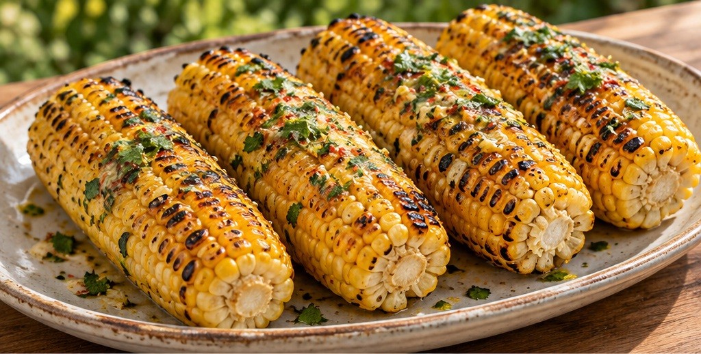 Serving suggestion for Grilled Corn with Lime Butter
