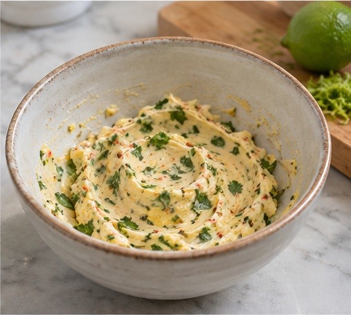 Stir softened lime chili butter