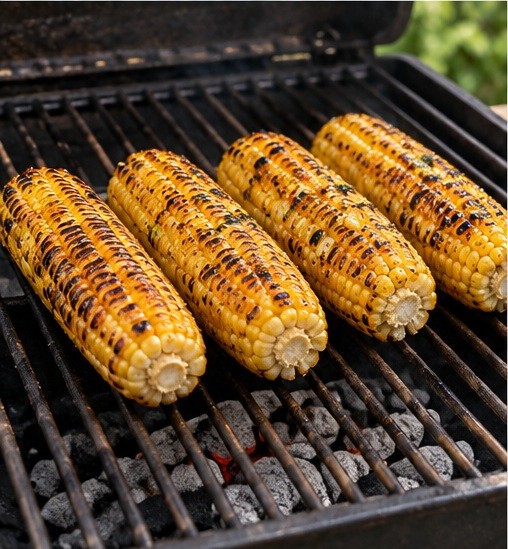 Turn corn cobs on moderate grill