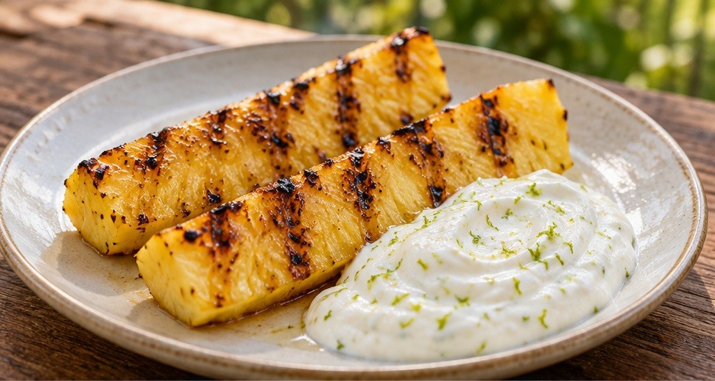 Serving suggestion for Grilled Pineapple with Lime Yogurt