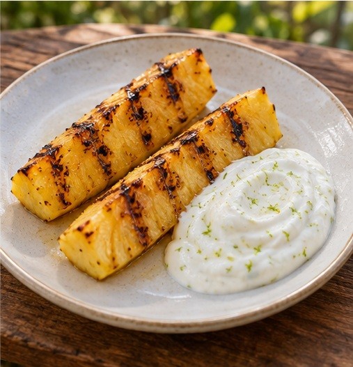 Serve pineapple with chilled lime yogurt