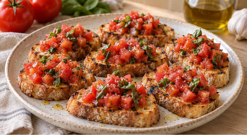 Serving suggestion for Tomato Bruschetta