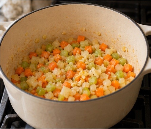 Sudar las verduras aromáticas