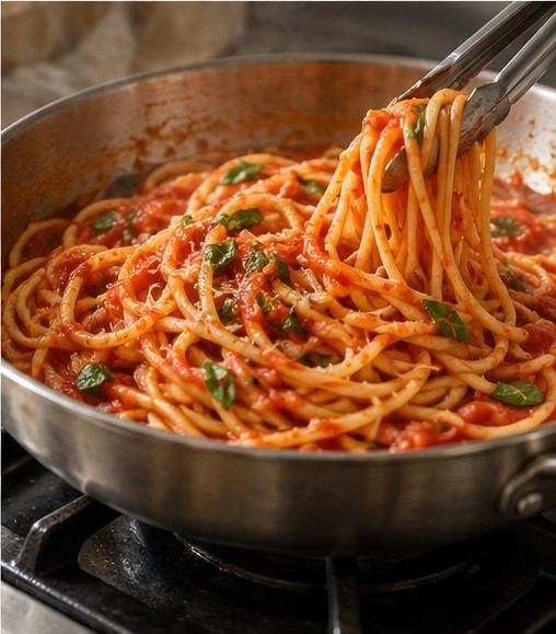 Toss pasta until the sauce clings