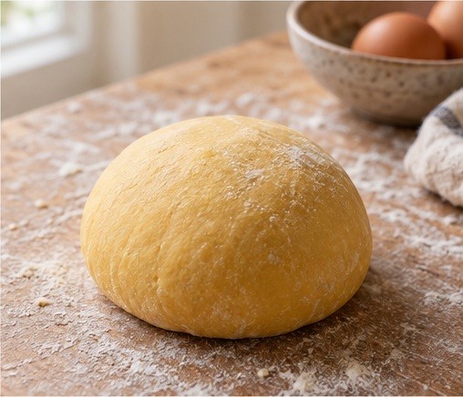 Knead pasta dough until smooth