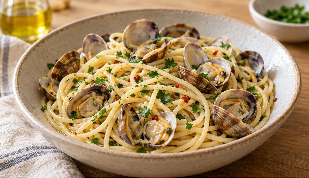 Serving suggestion for Spaghetti alle Vongole