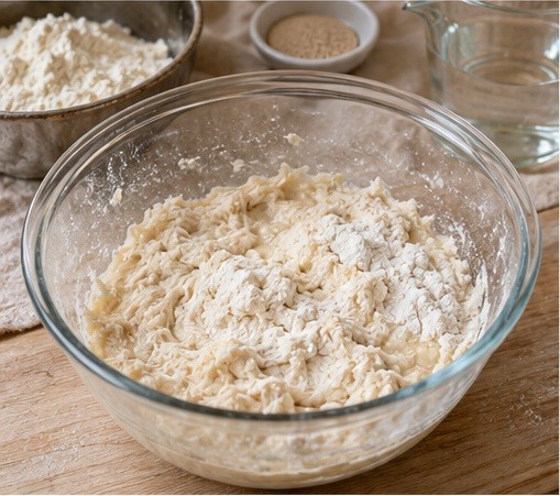 Mix weighed flour yeast and water