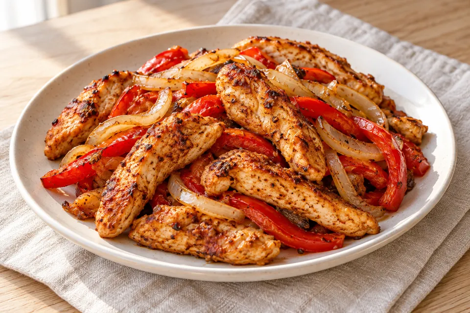 Serving suggestion for Air Fryer Chicken Fajita Filling