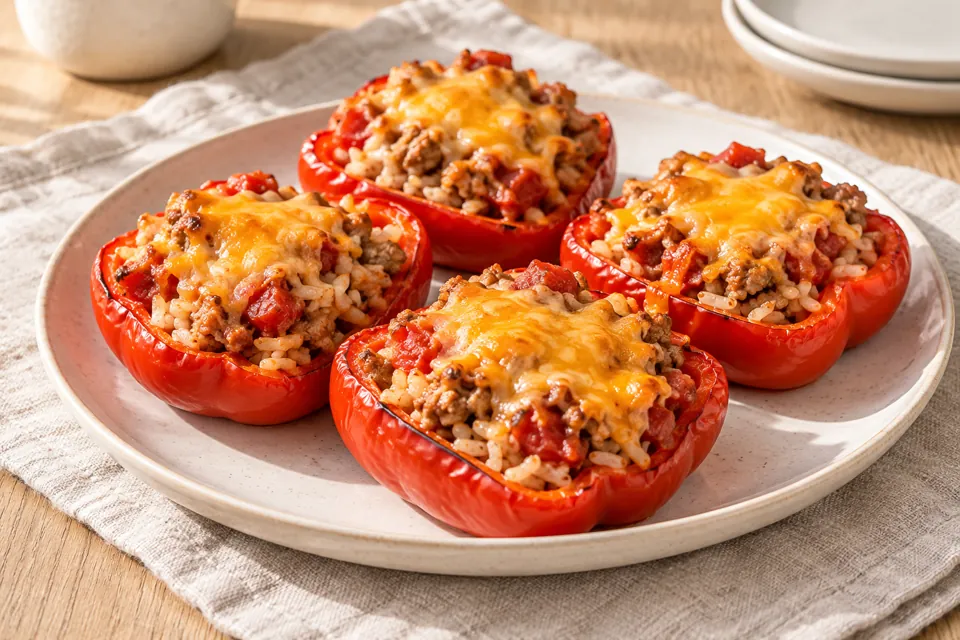 Serving suggestion for Air Fryer Turkey Stuffed Peppers