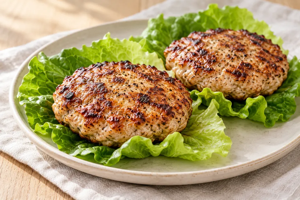Serving suggestion for Air Fryer Turkey Burger Patties
