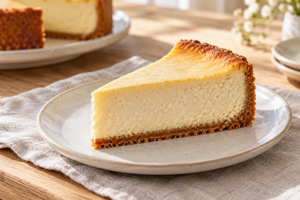 Serving suggestion for Baked Vanilla Cheesecake