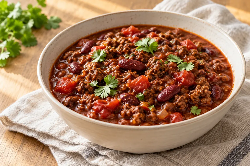 Serving suggestion for Classic Beef and Bean Chili