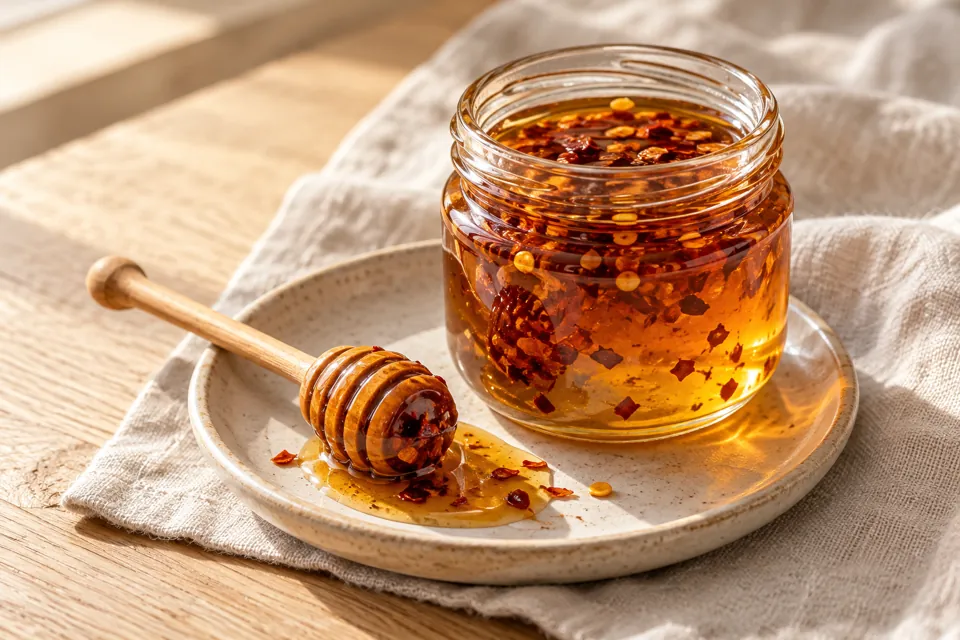 Serving suggestion for Hot Honey with Chili Flakes