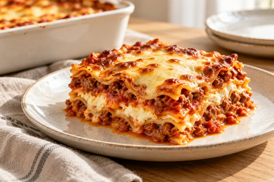 Serving suggestion for Classic Beef Lasagna with Ricotta