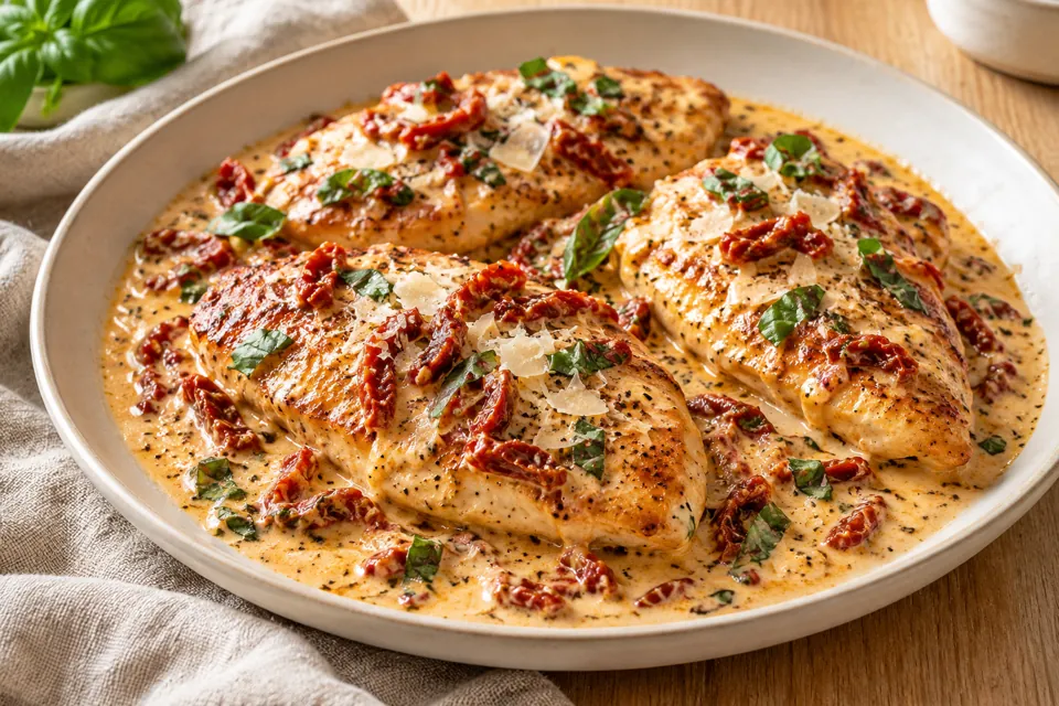 Serving suggestion for Marry Me Chicken with Sun-Dried Tomatoes