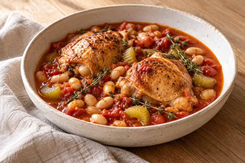 Serving suggestion for Slow Cooker Chicken and White Beans