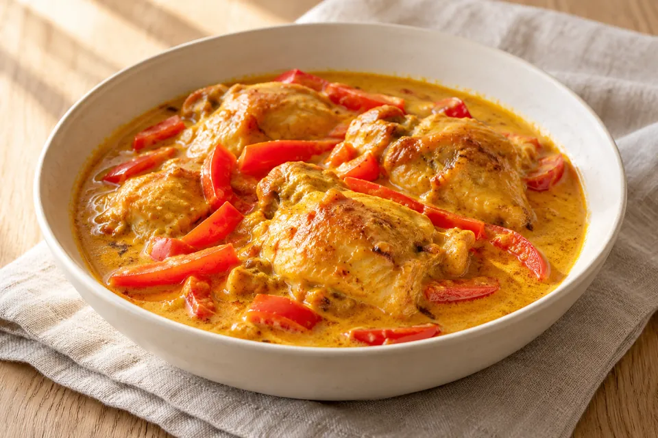 Serving suggestion for Slow Cooker Coconut Chicken Curry