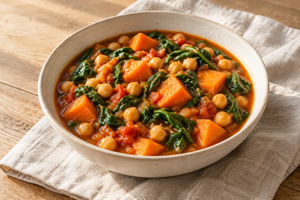 Serving suggestion for Slow Cooker Chickpea and Sweet Potato Stew