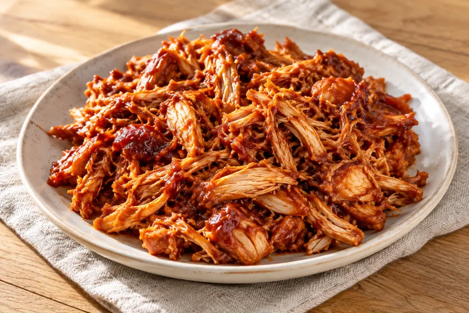 Serving suggestion for Slow Cooker Smoky Pulled Chicken