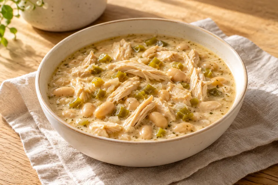 Serving suggestion for White Chicken Chili with White Beans