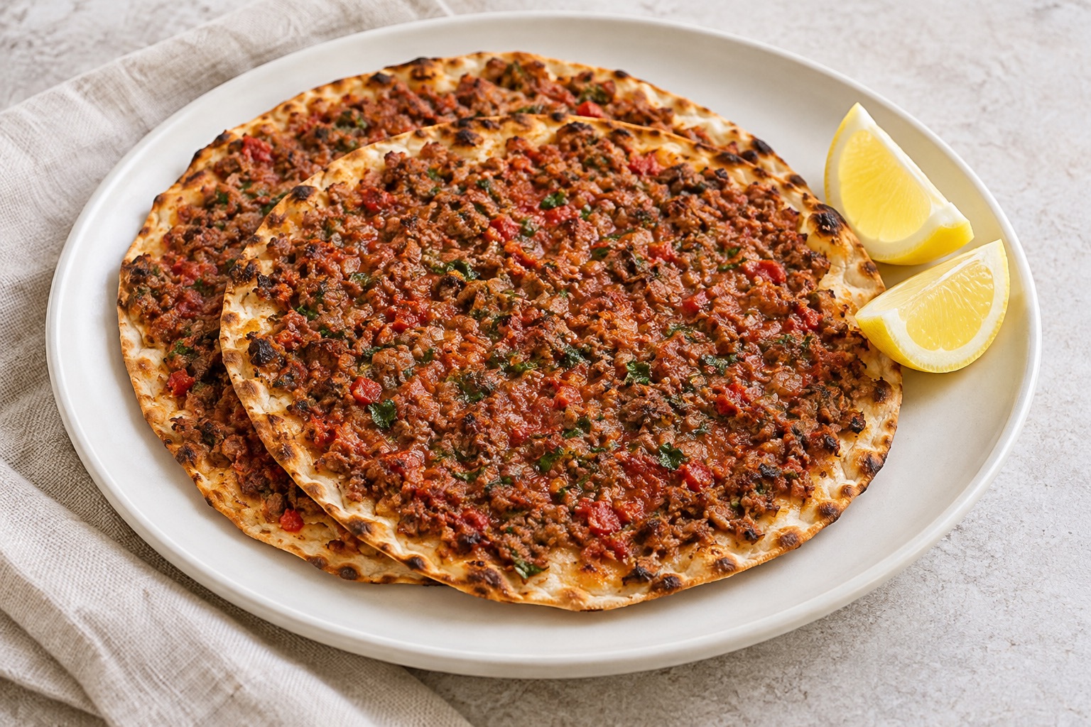 Serving suggestion for Armenian-Style Lahmajo Beef Flatbreads