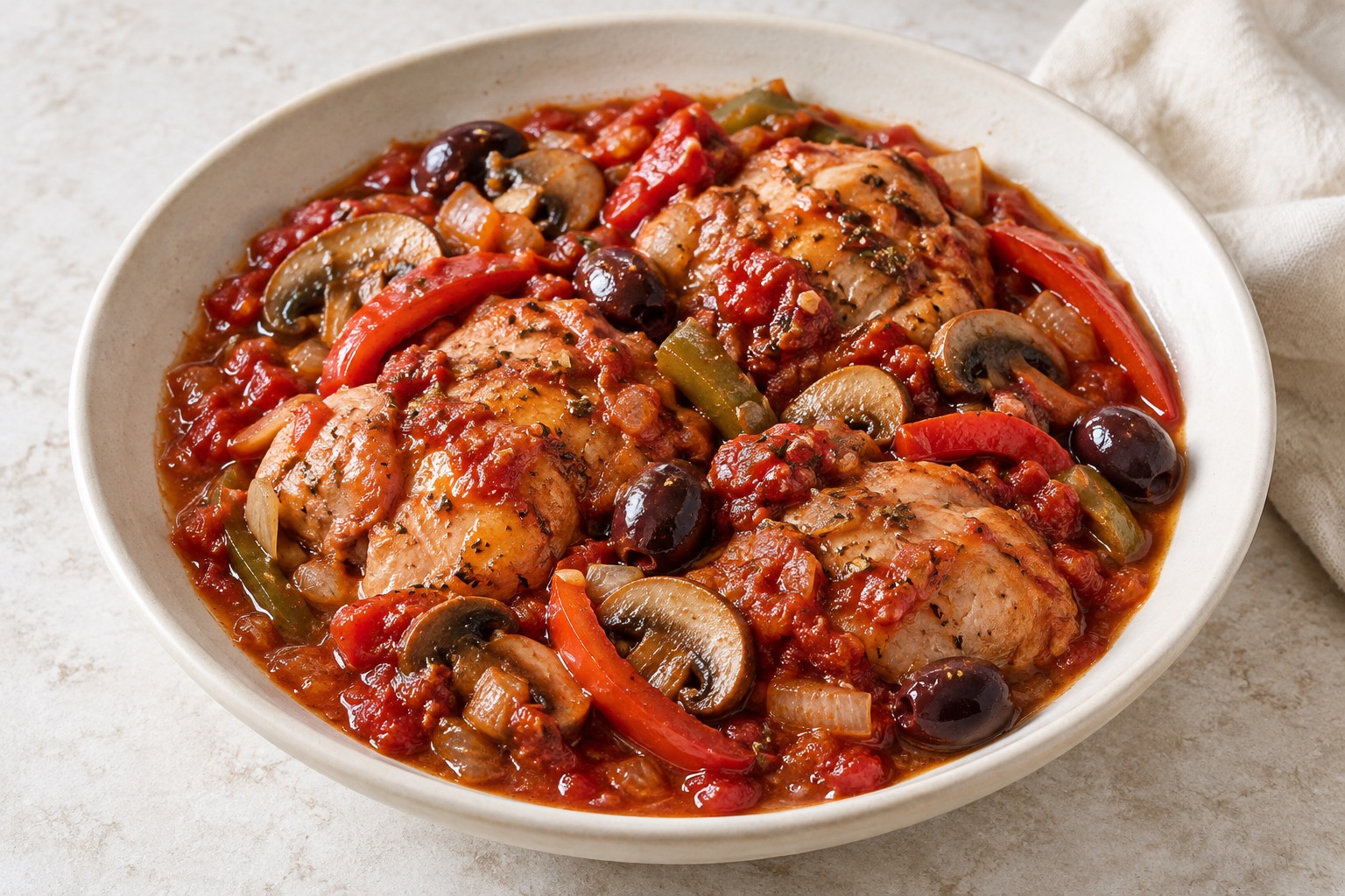 Serving suggestion for Italian Chicken Cacciatore