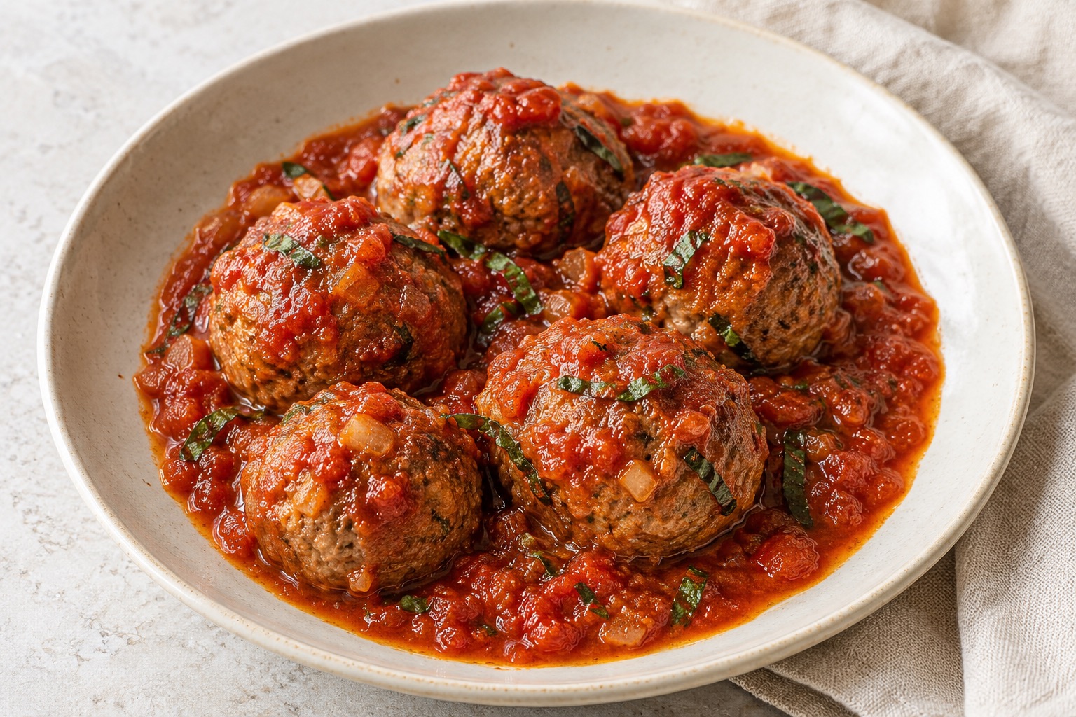 Serving suggestion for Italian Beef Polpette in Tomato Sauce