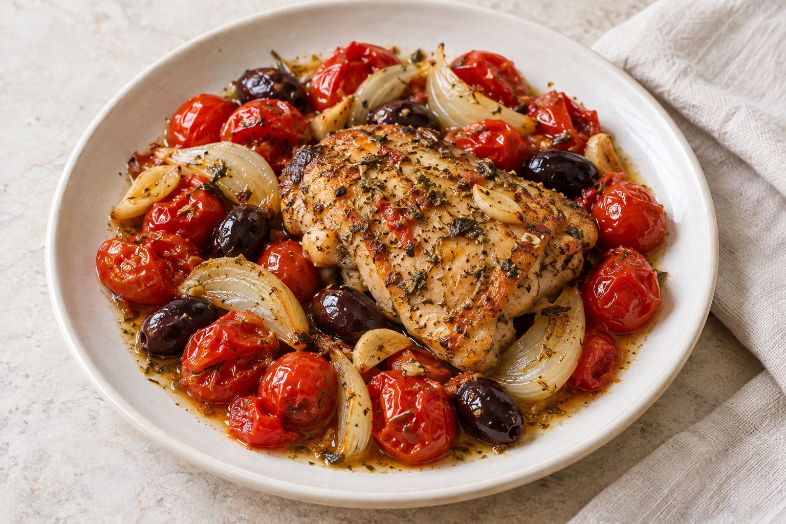 Serving suggestion for French Chicken Provencal with Tomatoes and Olives