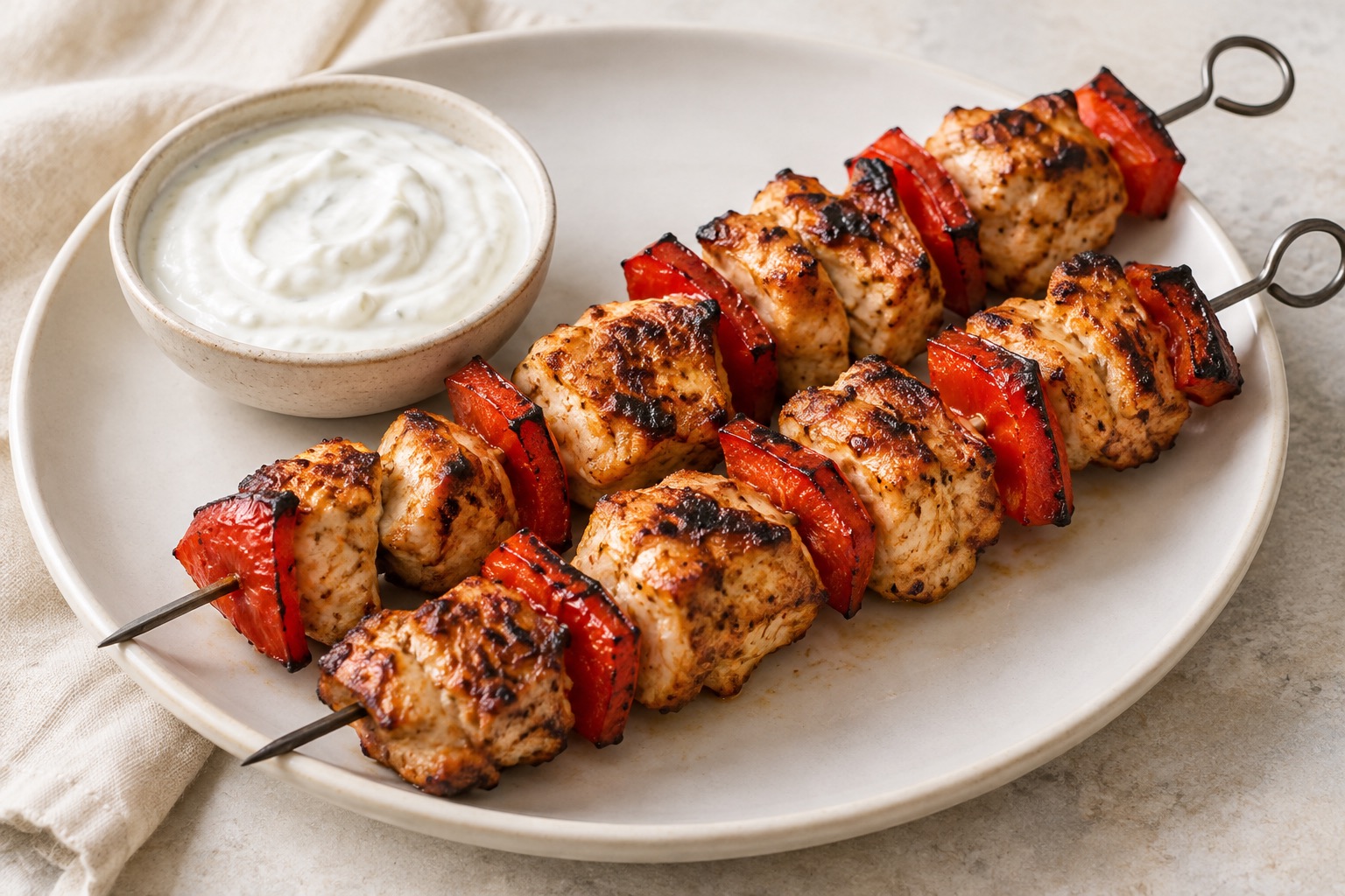 Serving suggestion for Turkish Chicken Shish with Yogurt Marinade