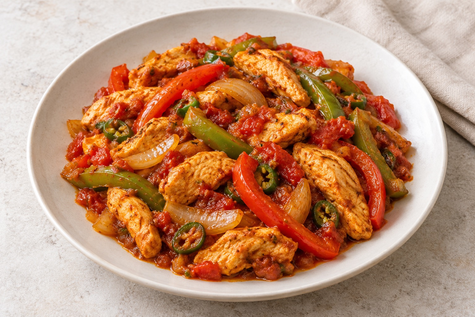Serving suggestion for Indian Chicken Jalfrezi with Peppers