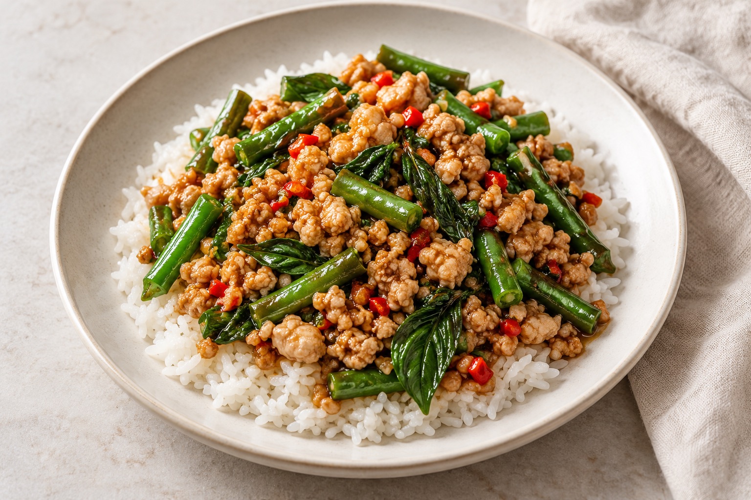 Serving suggestion for Thai Basil Chicken with Rice