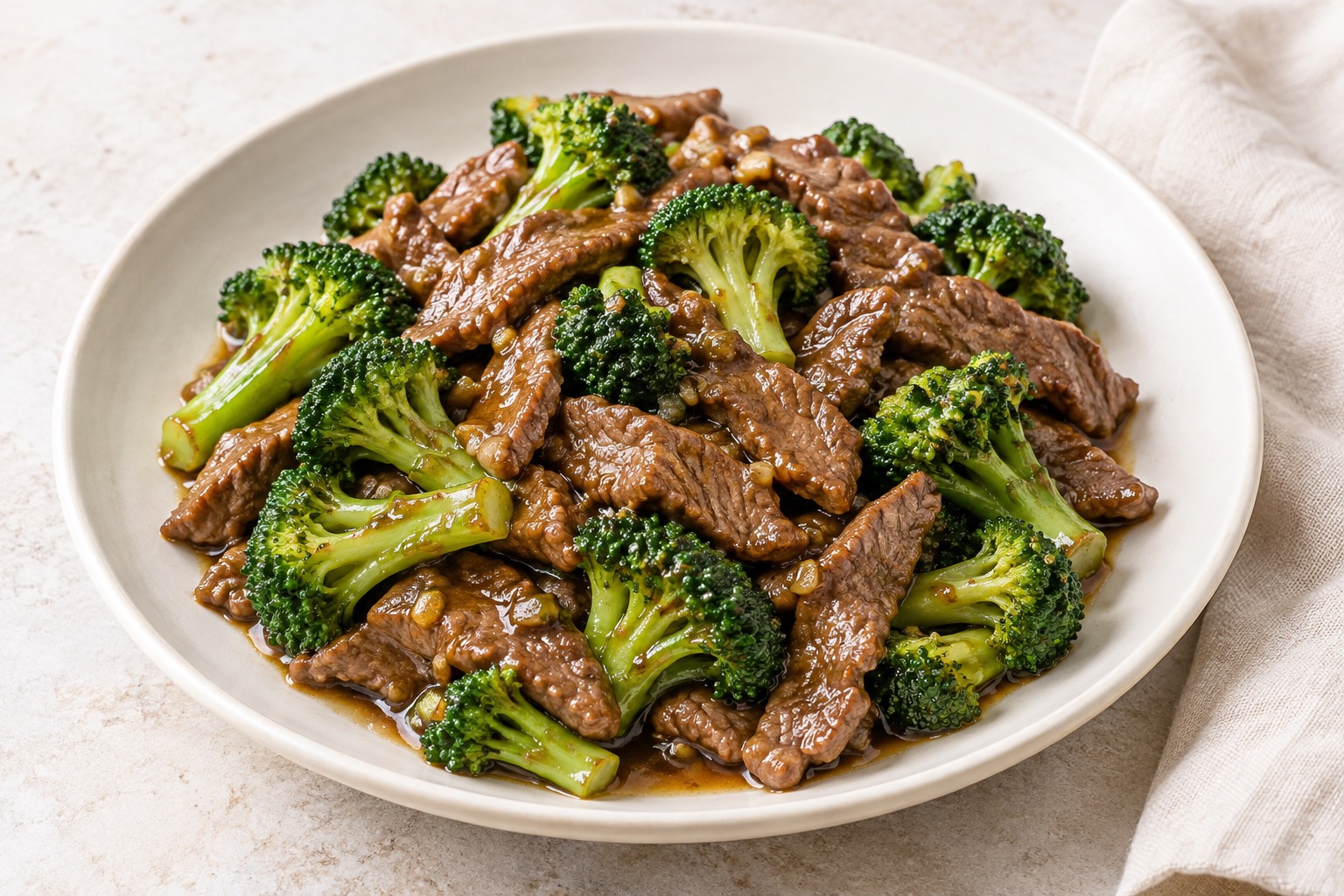 Serving suggestion for Chinese Ginger Beef and Broccoli