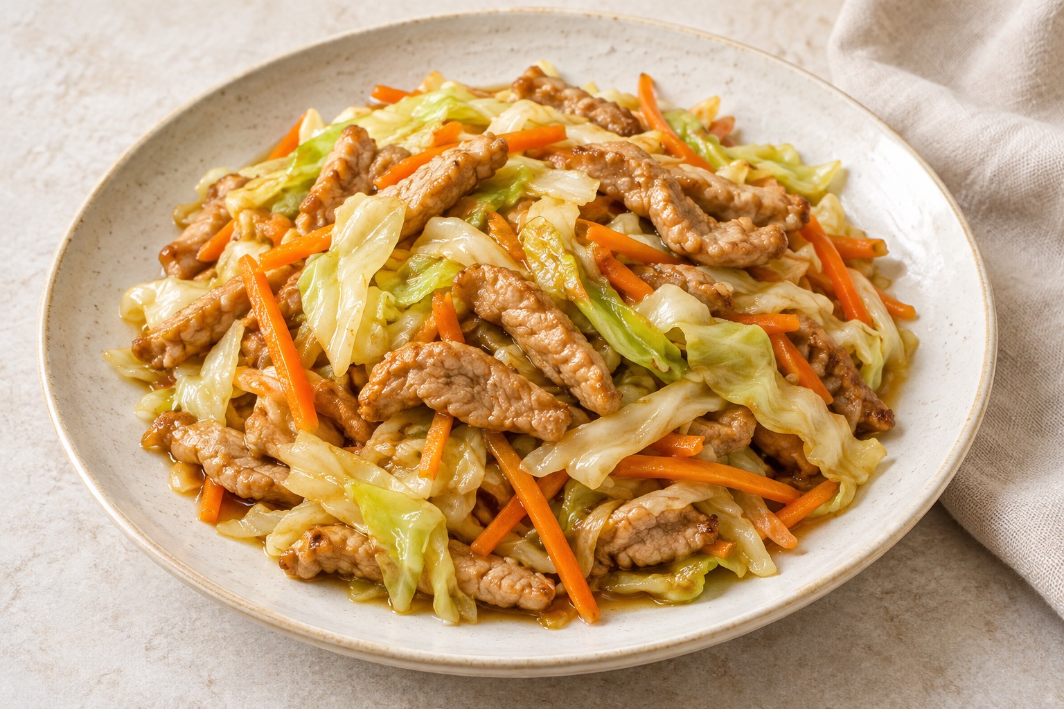 Serving suggestion for Chinese Pork and Cabbage Stir-Fry