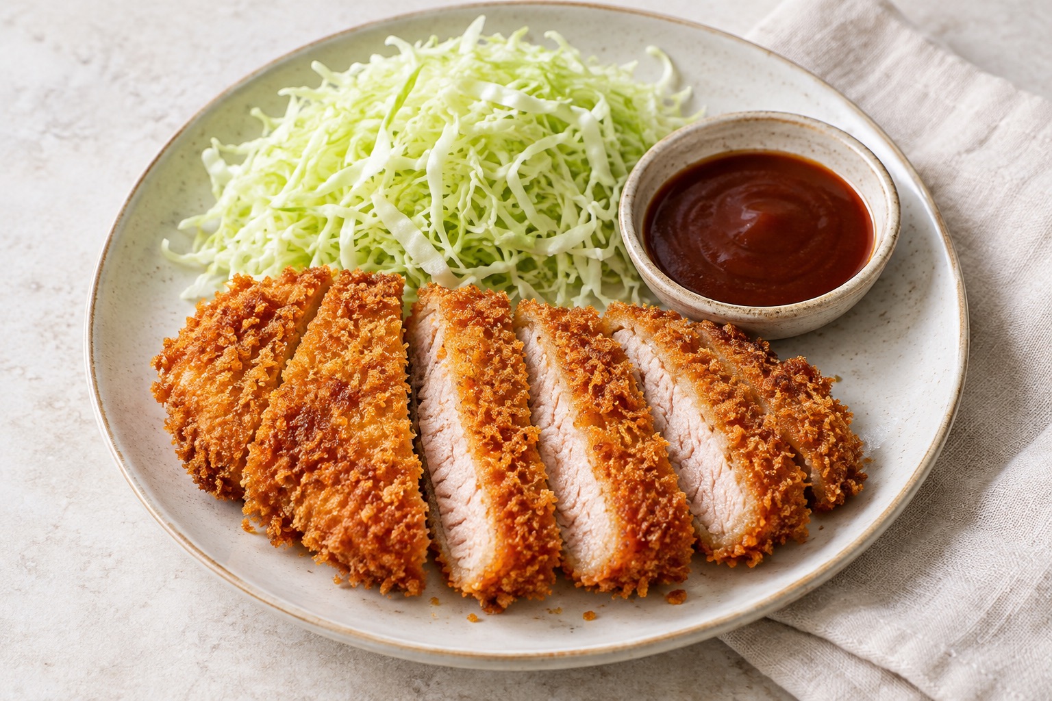 Serving suggestion for Japanese Oven-Baked Pork Tonkatsu