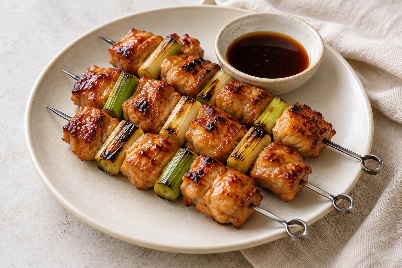 Serving suggestion for Japanese Chicken Yakitori with Scallions