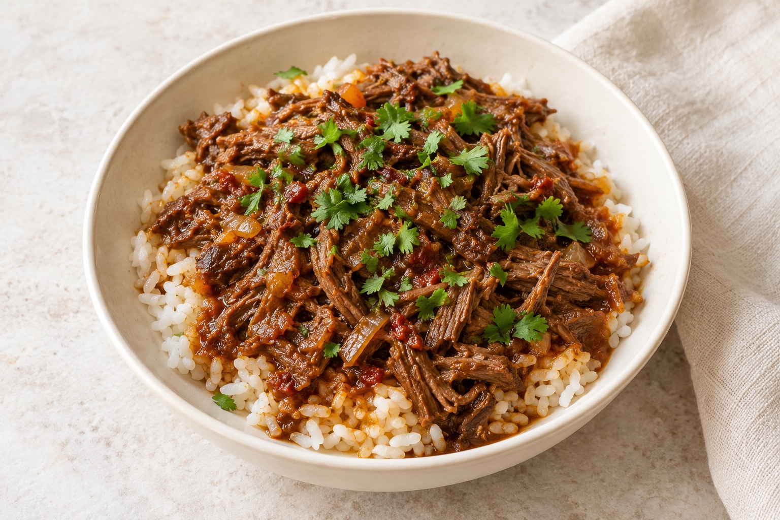 Serving suggestion for Mexican Beef Barbacoa-Style Bowls